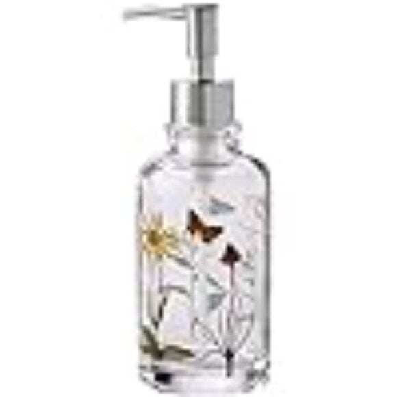 SKL Home Heirloom Wildflowers Glass Soap & Lotion Dispenser with Tray