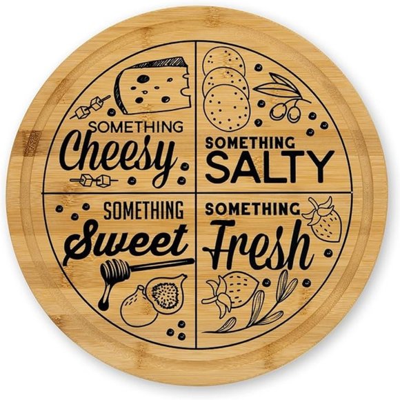 Farberware 12" Round Bamboo Cutting & Charcuterie Board – Reversible Serving Platter