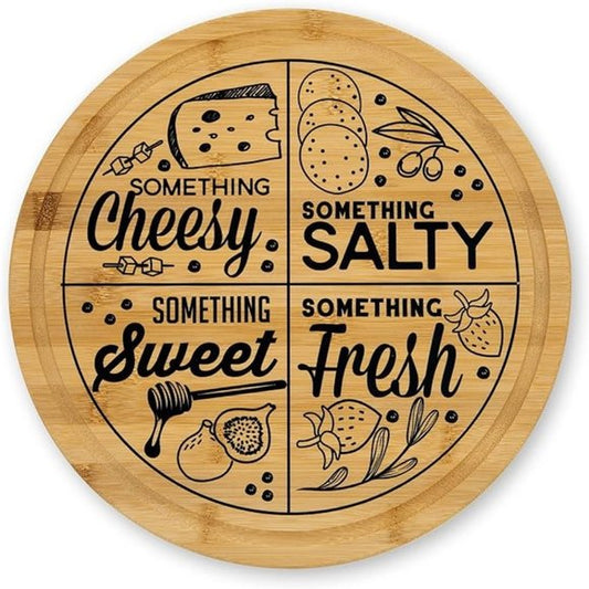 Farberware 12" Round Bamboo Cutting & Charcuterie Board – Reversible Serving Platter